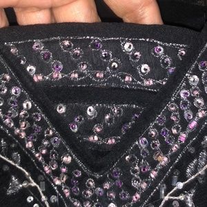 Black Chiffon georgette sequins work top